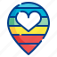 pin, rainbow, heart, location, love 
