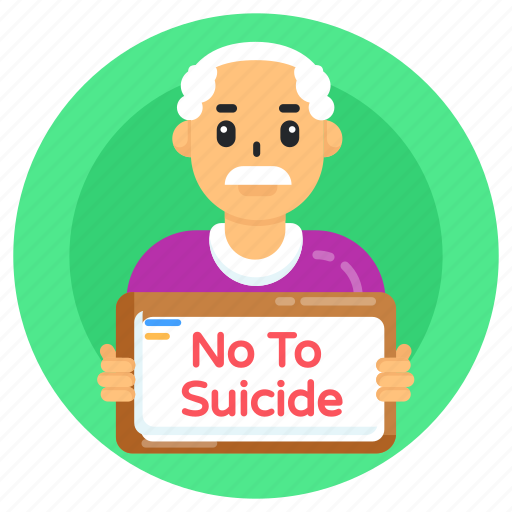 Not to suicide banner, placard, not to suicide board, person, aged man, user icon - Download on Iconfinder