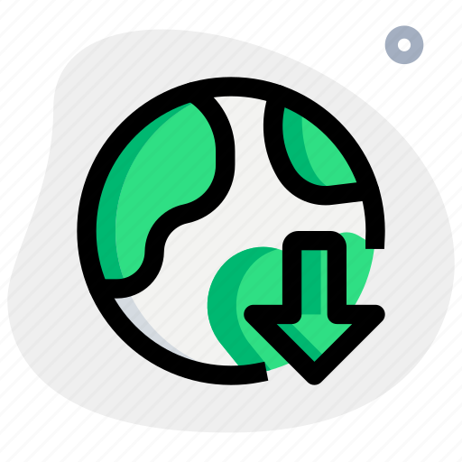 Globe, down, arrow, direction icon - Download on Iconfinder