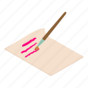 isometric, letter, message, notebook, object, paper, write 