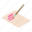 isometric, letter, message, notebook, object, paper, write 