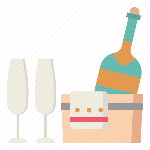 Champagne, flutes, glasses, bucket, bottle, party, celebration icon - Download on Iconfinder