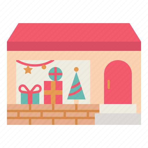 Christmas, shop, store, gift, decoration, building, tree icon - Download on Iconfinder