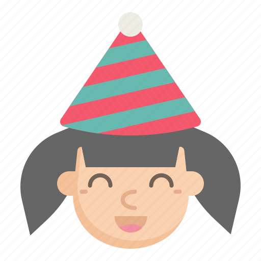 Girl, kid, avatar, party, christmas, new, year icon - Download on Iconfinder