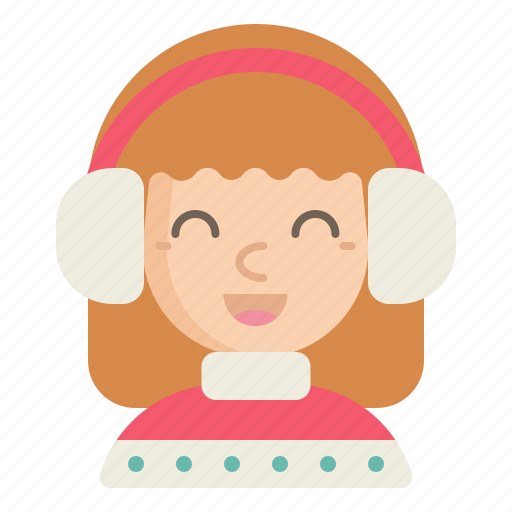 Girl, woman, user, avatar, winter, wear, muffs icon - Download on Iconfinder