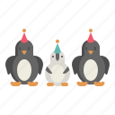 penguins, family, christmas, party, celebration, holiday, animal, antarctic