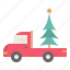 truck, transportation, christmas, tree, delivery, trailer, service, xmas 