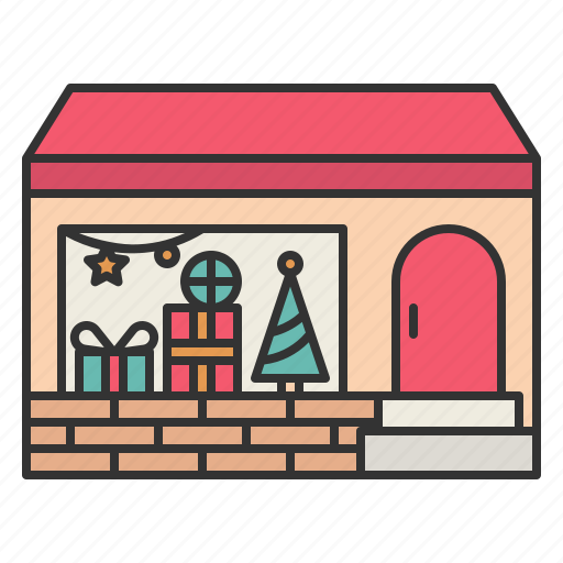 Christmas, shop, store, gift, decoration, building, tree icon - Download on Iconfinder