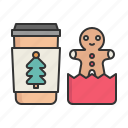 coffee, tea, gingerbread, drink, cookie, christmas, xmas, breaks