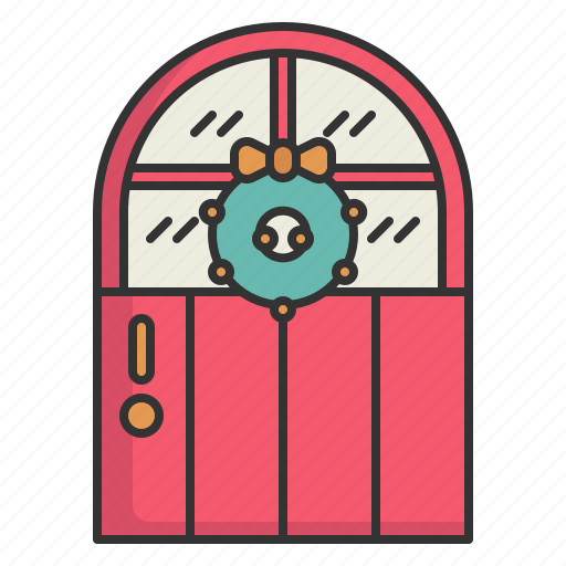 Door, entrance, wreath, christmas, xmas, decoration, ornament icon - Download on Iconfinder
