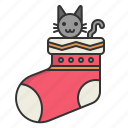 sock, cat, gift, present, decoration, surprise, christmas, xmas, animal