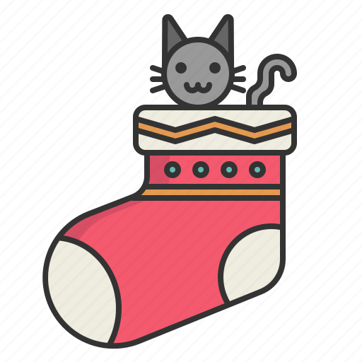 Sock, cat, gift, present, decoration, surprise, christmas icon - Download on Iconfinder