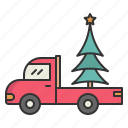 truck, transportation, christmas, tree, delivery, trailer, service, xmas