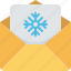 email, invitation, letter, mail, present, snowflake, xmas 