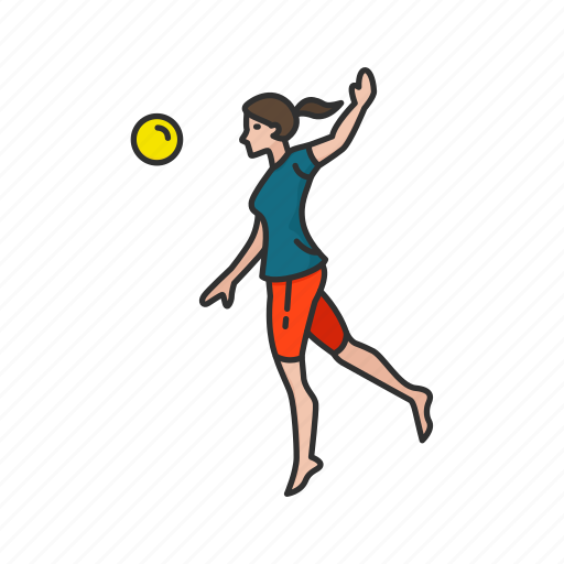 Ball game, female player, game, outdoor game, spike ball, volleyball player, yard game icon - Download on Iconfinder