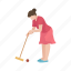 croquet, female player, hit, lawn game, mallet, player, yard game 
