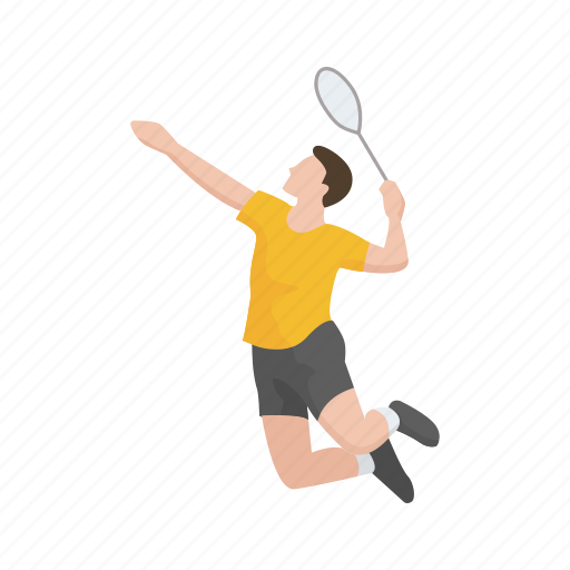 Badminton, badminton player, games, male player, player, sports, yard games icon - Download on Iconfinder