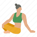 yoga, seated, twist, fitness, woman