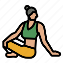 yoga, seated, twist, fitness, woman