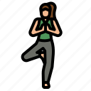 yoga, tree, excercise, fitness, woman