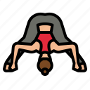 yoga, wide, legged, forward, woman