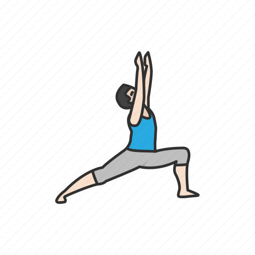 Fitness, virabhadrasana 1, warrior pose, workout, yoga, yoga pose, health icon - Download on Iconfinder