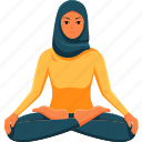sukhasana, easy, sitting, muslim, woman, yoga, pose
