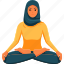 sukhasana, easy, sitting, muslim, woman, yoga, pose 