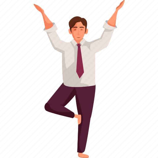 Standing, vrikshasana, office, man, yoga, pose icon - Download on Iconfinder