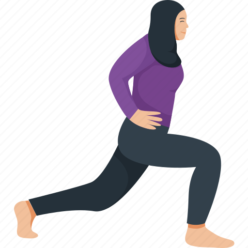 Anjaneyasana, high, lunge, muslim, yoga, pose, exercise icon - Download on Iconfinder