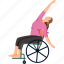 reverse, warrior, viparita, virabhadrasana, wheelchair, disability, yoga, pose, exercise 
