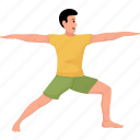 warrior, ii, two, virabhadrasana, yoga, pose, exercise