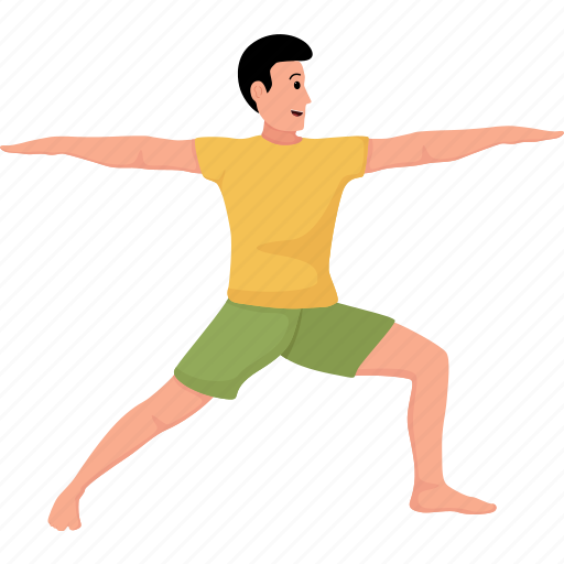 Warrior, ii, two, virabhadrasana, yoga, pose, exercise icon - Download on Iconfinder