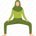 goddess, wide, squat, muslim, yoga, pose