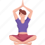 sukhasana, easy, sitting, lotus, high, arms, yoga, pose 