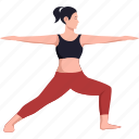 warrior, ii, virabhadrasana, lunge, yoga, pose
