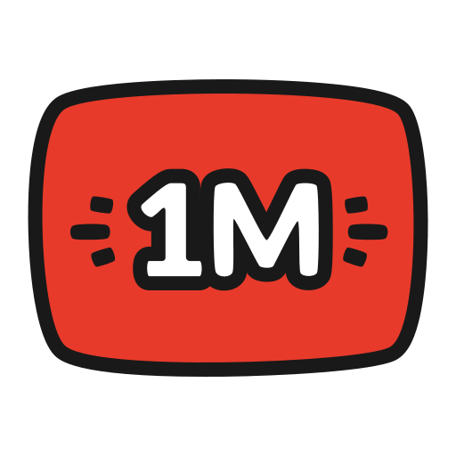 1m, million, views, youtube, one million icon - Free download