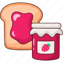 jam bread, strawberry jam, breakfast, food, jam jar, meal