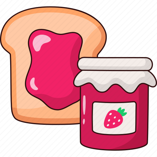 Jam bread, strawberry jam, breakfast, food, jam jar, meal icon - Download on Iconfinder