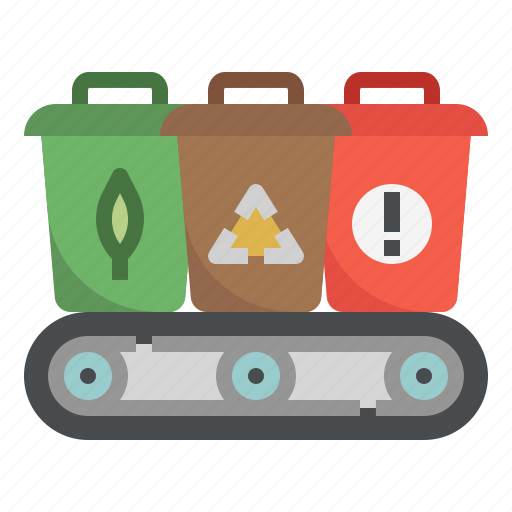 Waste separation, waste management, waste sorting, bin, conveyor belt icon - Download on Iconfinder