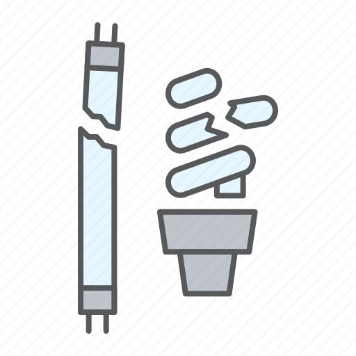 Fluorescent, lamp, waste, broken, recycle, ecology icon - Download on Iconfinder