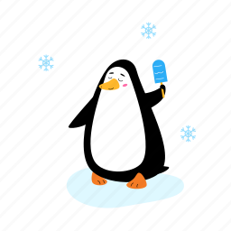 bird, penguin, winter, ice, cream 