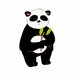 cute, animal, panda, bamboo, bear, mammal 