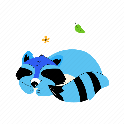 Cute, animal, raccoon, sleeping, tail illustration - Download on Iconfinder