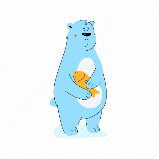 Wild, animal, polar, bear, fish, cute illustration - Download on Iconfinder
