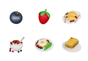 3D Breakfast with Berries Illustrations Pack