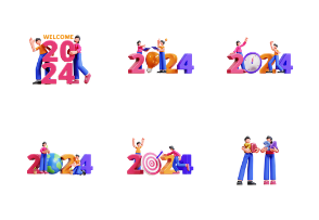 3D Character New Year Couple Illustration