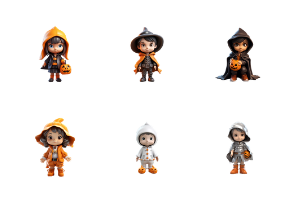 Cute Halloween characters 3D illustration pack