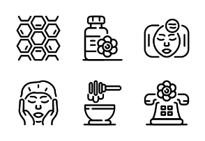 Beauticianicons set, outline style