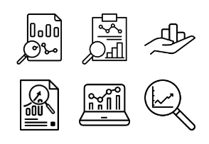 Business analytics vector set. Data analysis illustration collection. data science symbol.